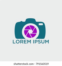 vector logo for photographer. Logo in a simple modern style. Opens the shutter camera. Vector Photo camera aperture sign icon.