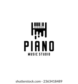 vector logo of piano keyboard and black ink drops