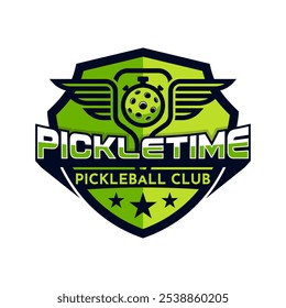 Vector logo pickle ball field sport fun game