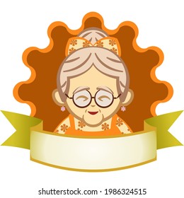 vector logo pictorial with granny for cake or cooking products