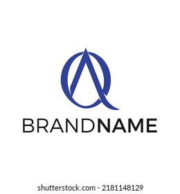 análogo del logotipo vectorial monograma de las letras Q y A