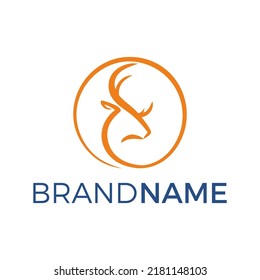 vector logo pictorial monogram lines forming a deer in a circle