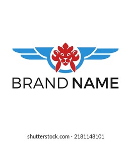 logotipo vectorial imagen monograma cabeza de león alada