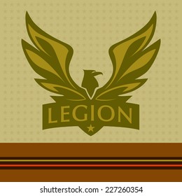 Vector logo with a picture of an eagle. Legion.