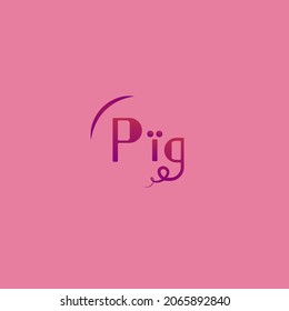 vector logo pig animal symbol in pink