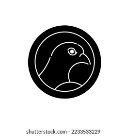 Vector logo of a pigeon's head in a black circle. Perfect as a corporate identity.