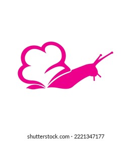 vector and logo pink silhouette of a snail wearing a chef's hat