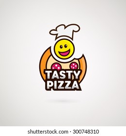 Vector logo  of pizza. Symbol of pizzeria. Illustration EPS 10.