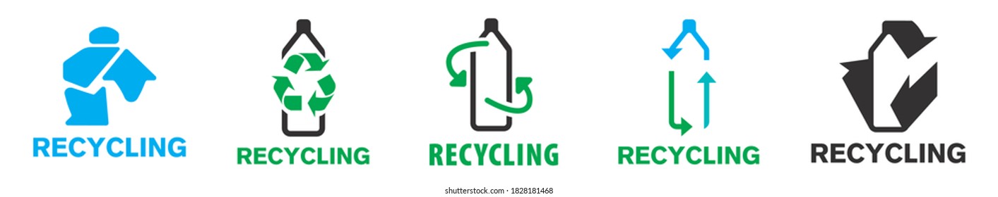 Vector logo for plastic and glass recycling