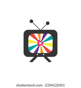 logotipo vectorial con botón de reproducción en pantalla de TV