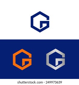 Vector logo with polygon shaped letter G