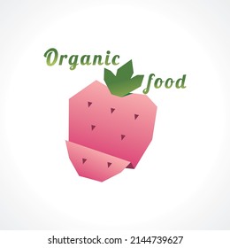 Vector logo with polygonal strawberry. Modern Icon for company brand. Vector Illustration.