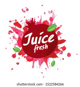 Vector logo pomegranate juice splash on white background