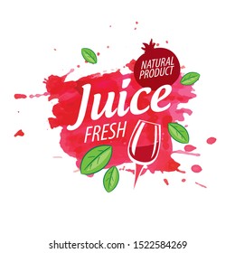 Vector logo pomegranate juice splash on white background