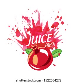 Vector logo pomegranate juice splash on white background