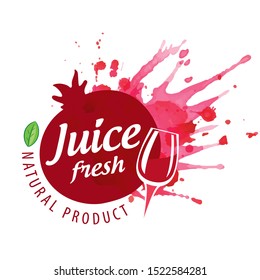 Vector logo pomegranate juice splash on white background