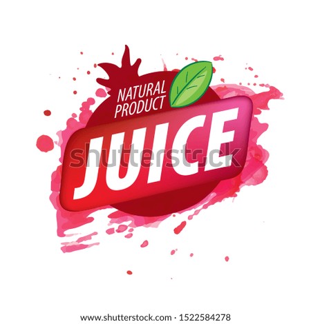 Vector logo pomegranate juice splash on white background