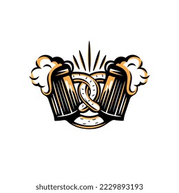 Vector logo for pretzel and beer mugs