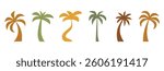 Vector logo and print design templates, summer palms, tropical hand drawn illustrations, tropical surfing concept, vacation and travel, palm trees and hippie boho elements