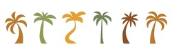 Vector logo and print design templates, summer palms, tropical hand drawn illustrations, tropical surfing concept, vacation and travel, palm trees and hippie boho elements