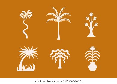 Vector logo and print design templates, summer palms, tropical hand drawn illustrations, tropical surfing concept, vacation and travel, palm trees and hippie boho elements