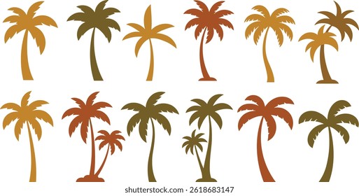 Vector logo and print design templates, summer palms, tropical hand drawn illustrations, 