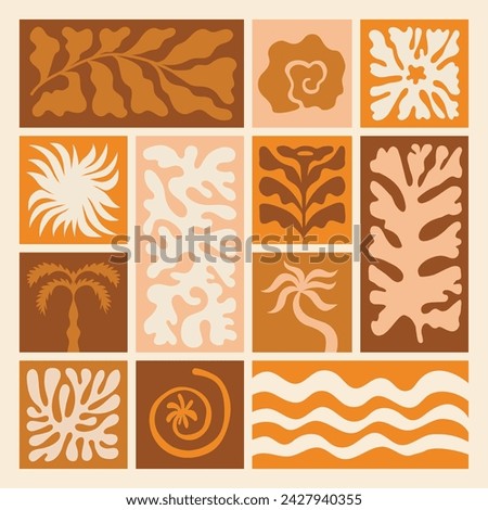 Vector logo and print design templates, summer palms, tropical hand drawn illustrations,  palm trees boho elements, vertical covers and banners