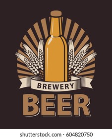 Vector logo for a pub or a brewery with a bottle of beer in the brown color