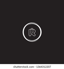 Vector Logo R. circle frame. Black background.