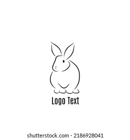 vector logo of a rabbit in the form of a black brush stroke line on a white background. Can be used as a corporate identity, sticker, poster, or image on a t-shirt