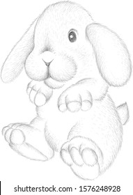 The Vector logo rabbit  for tattoo or T-shirt design or outwear.  Cute print style rabbit  background. This drawing would be nice to make on the fabric or canvas.