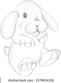 The Vector logo rabbit  for tattoo or T-shirt design or outwear.  Cute print style rabbit  background. This drawing would be nice to make on the fabric or canvas.