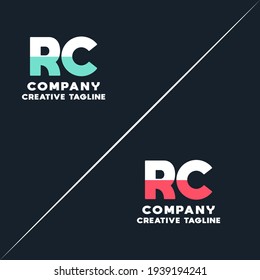 Vector logo of rc and cr initial letter design in red and white style. Can be used as Logo, Brands, Mascot.