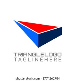 Das Vektorlogo für Immobilien, Architektur und Gebäudebau mit einer dreidimensionalen Perspektive des Gebäudes bildet die Initialen "A" oder "LA" in Blau und Rot auf hellem Hintergrund.