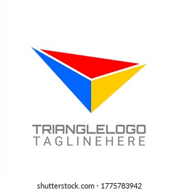 Das Vektorlogo für Immobilien, Architektur und Gebäudebau mit einer dreidimensionalen Perspektive des Gebäudes bildet die Initialen "A" oder "LA" in Blau und Rot auf hellem Hintergrund.