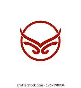 Logo vector de un símbolo de cabeza de toro rojo de diseño de estilo minimalista