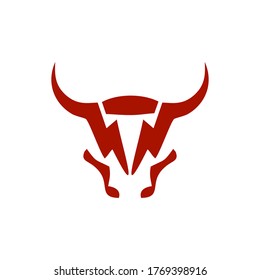 Vector logo of a red bull head symbol of minimalist style design