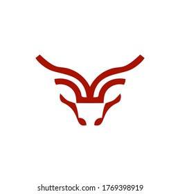Vector logo of a red bull head symbol of minimalist style design