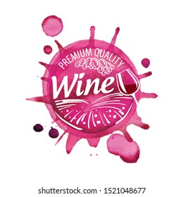 Vector logo of red wine splashed on white background