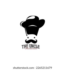 vector logo restaurant theme male chef with the identity of the image of a mustache ,lodo in hotam color with a caption written underneath