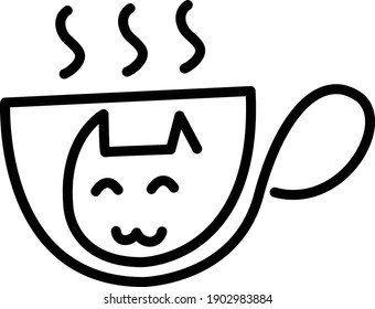 Logotipo vectorial para restaurantes, cafés, tiendas que venden bebidas de café acompañadas de gatos mascotas.