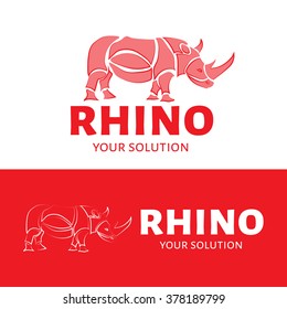 Vector logo Rhino. Brand logo in the shape of a Rhino. Red style