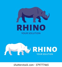 Vector logo Rhino. Brand logo in the shape of a Rhino. Blue style