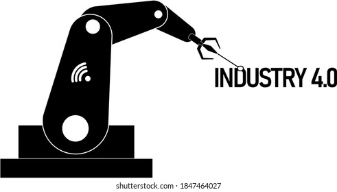 vector logo of a robotic arm with the inscription industry 4.0