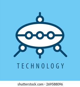 vector logo rocket as a UFO on a blue background