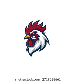 Logotipo de Vector de una mascota de gallo con una cara enojada 