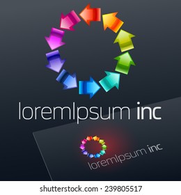 Vector logo with rotating arrows on dark Background