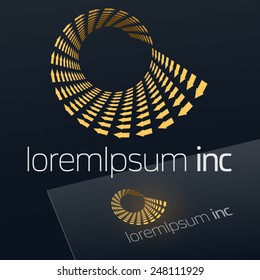 Vector logo with rotating gold arrows