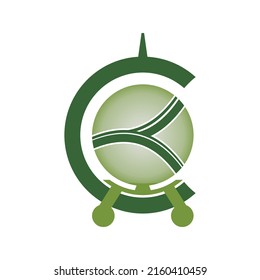 vector logo round center color green and white