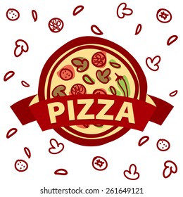 vector logo round pizza and ingredients
